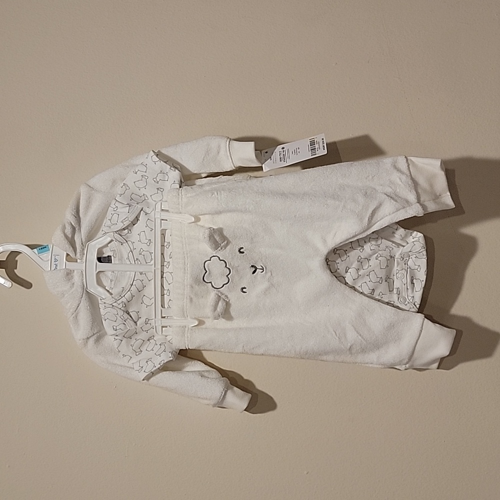 Carters set size 6m sheep white new set terry jumpsuit nwt